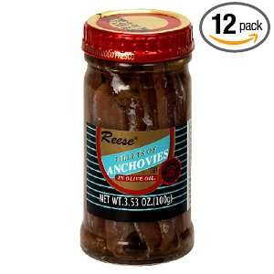 Reese Flat Anchovies in Glass, 3.53 Ounce Jars (Pack of 6)
