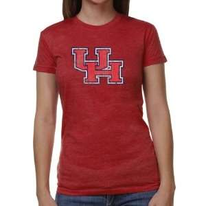 Houston Cougars Ladies Distressed Primary Juniors Tri Blend T Shirt 