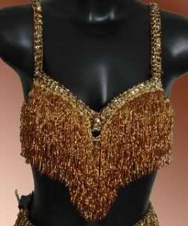 Egyptian Belly Dance/ Dancing Costume/ Bra&Belt/ Copper/ Set/ Beads 