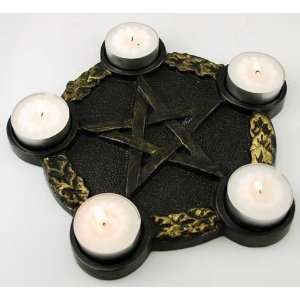 Pentagram Candle Holder Altar Plate Wicca Wiccan Metaphysical 