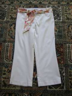 LILY STANHOPE white stretch cotton cropped pants 6P  