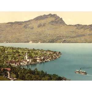 Vintage Travel Poster   Beckenreid Lake Lucerne Switzerland 24 X 18.5