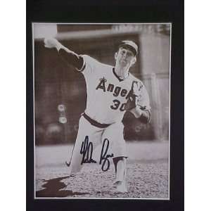 Nolan Ryan California Angels Autographed 10 X 14 Matted Black & White 