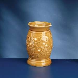  Gold Porcelain Oil Burner with Vine Tendril Design 