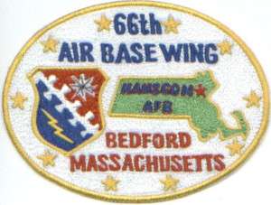 USAF PATCH, 66TH AIR BASE WING, HANSCOM AFB MASS.  