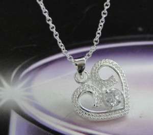 925 Sterling Silver Plated Heart Necklace JN180  