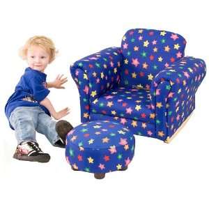  Stars Print Upholstered Kids Lounge Chair with Matching 