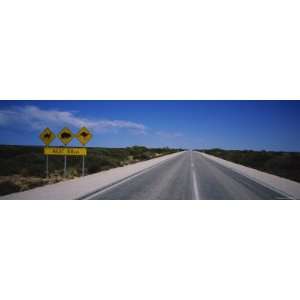 Animal Crossing Signs at the Roadside, Eyre Highway, Australia 