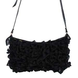  Black Vieta LYDIA Shoulder Bag ~ Faux Leather with Tulle 
