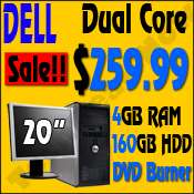 FAST DELL P4 3.2 GHZ 2 GB DESKTOP COMPUTER PC & LCD  