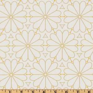  44 Wide Whimsy Traced Petals White/Yellow Fabric By The 