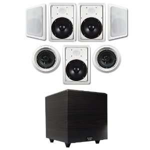  (7) 6.5 In Wall Speakers (HT 67) w/12 Powered Sub (PSW12 