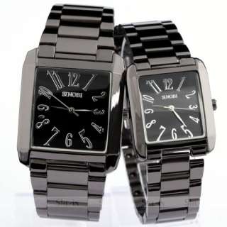 Couple of lover fashion Tungsten steel color quartz Square wrist watch 