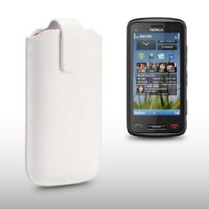 NOKIA C6 01 WHITE PU LEATHER POCKET POUCH COVER CASE BY CELLAPOD CASES
