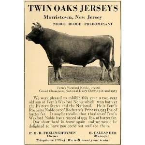  1924 Ad Dairy Cows Twin Oaks Frelinghuysen Fern Wexford 