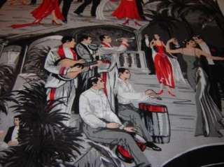 Fabric VIP musical cuban club dancing scene art deco BW  