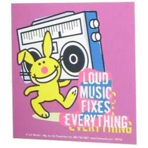    Happy Bunny Loud Music Fixes Everything Sticker Toys & Games