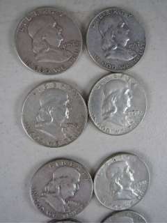 Lot 36 1948 1963 Franklin Half Dollars Collection $18fv 90% Silver 