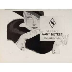  1936 French Ad Gant Neyret Sphinx Ladys Gloves Vincent 