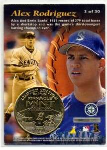 ALEX RODRIGUEZ 1997 Pinnacle Mint Card & GOLD Coin #3  