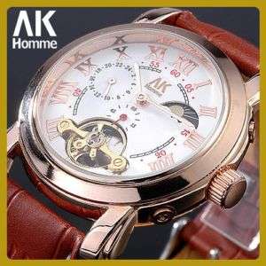 Luxury AK Homme Moon Phase Mechanical Mens Wrist Watch  