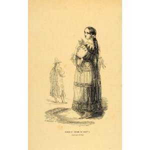 1844 Engraving Costume Dress Woman Bolivia Bolivian   Original 