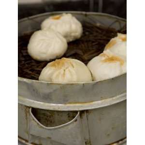 Chinese Dumplings for Sale on the Street in Jingzhou, China Stretched 