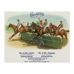  Chasers Brand Cigar Box Label, Horse Racing Giclee Poster 