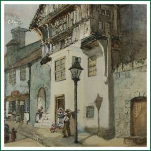 English School Antique Victorian Street Scene Painting  