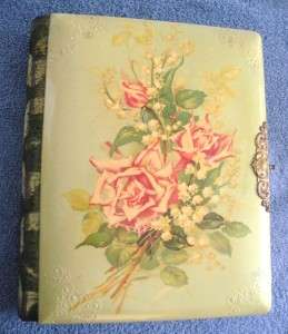 Vintage Victorian Floral Celluloid Cover & Velvel Blank Photo Album 