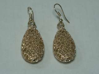 FILIGREE 14K 14CT GOLD PLATED VICTORIAN EARRINGS ANTIQUE ARTISAN 