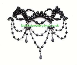 Ivory Black Bead Moulin Rouge Eve Arch Choker Necklace  