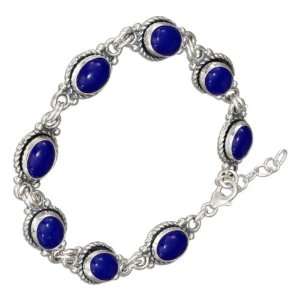   inch Continuous Oval Roped Border Synthetic Lapis Bracelet. Jewelry
