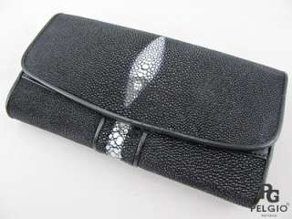 PELGIO New Genuine Row Stingray Skin Womens Leather Clutch Wallet 