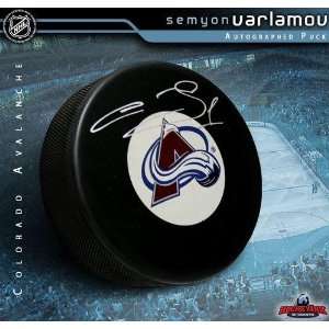 Signed Semyon Varlamov Hockey Puck   Colorado Avalanche   Autographed 