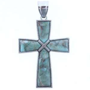 Pendants   Green Matrix Jasper Taper Inlay Cross On Silver Plated 