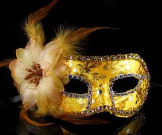 New Yellow Flower Venetian Costume Masquerade Cosplay Fancy Ball Party 