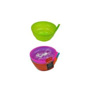  Plastic Bowl With Sippy Straw, Pack Of 4 