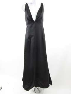 VERA WANG Black Sleeveless V Neck Evening Dress Gown 6  