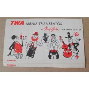  TWA English to French / German / Spanish / Italian Menu Translator 