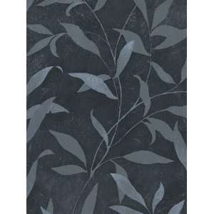    Silk Look Leaves Dark Blue Wallpaper in Habitat 2