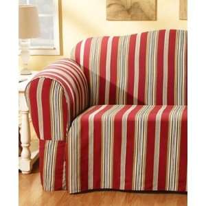  SUREFIT FURNITURE COVER, LOVESEAT, AVALON STRIPE/BERGUNDY 