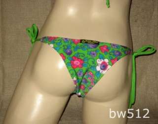 Sexy GREEN STAMPED Brazilian Bikini Swimsuit XS NWT  
