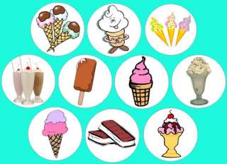 ICE CREAM pin button set sundae milkshake party favor  