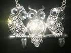 Vintage Style Silvertone HUGE RHINESTONE TRIPLE 3 THREE