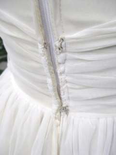 vtg 50s White Skirt Sequin Cocktail Prom Wedding Dress  