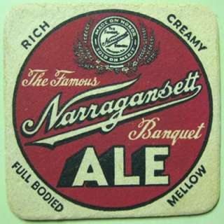 NARRAGANSETT BANQUET ALE PALE Beer COASTER Rhode Island  