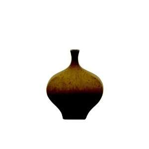  UTC 70739 2 Tone Brown Ceramic Vase with Red Distress 