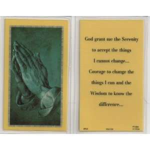 Serenity Prayer Praying Hands Holy Card Fully Laminated