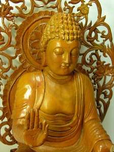 LARGE Japanese Budda butsudan AMIDA NYORAI Wood Statue  